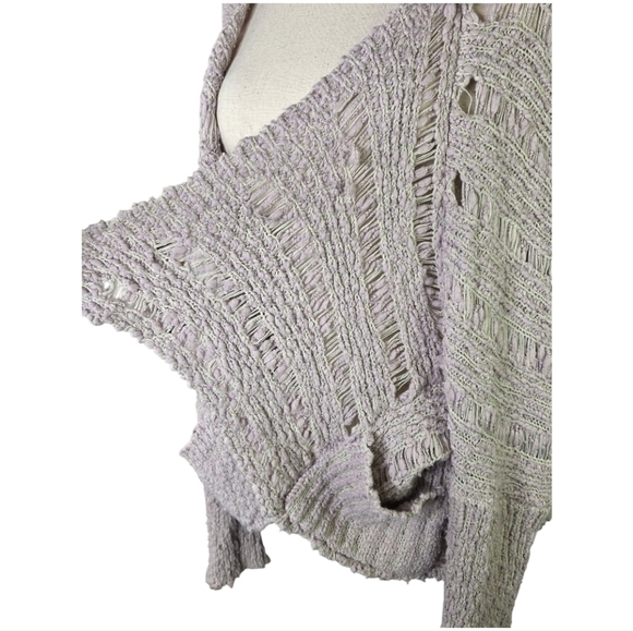 Hayden LA Lavender Open Knit Cardigan Sweater S/M Boho Slouchy Layering Cozy - Picture 2 of 8